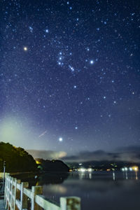 Scenic view of sea against sky at night