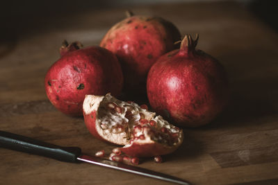 Close-up of pomegranates on table