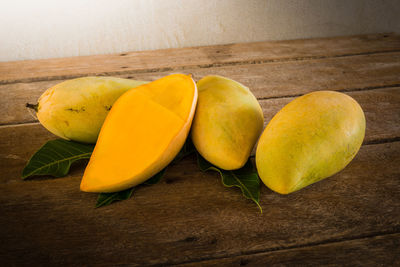 High angle view of fruits on table