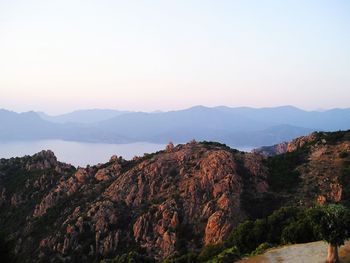 Scenic view of mountains against clear sky