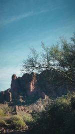 Rock formations on landscape against sky