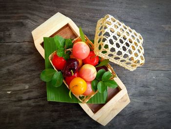 High angle view of food on table