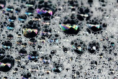 High angle view of bubbles on table