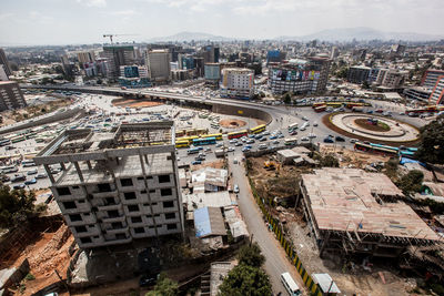 High angle view of cityscape in city