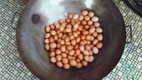 High angle view of fruits in container