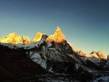 Scenic view of mountains against clear sky