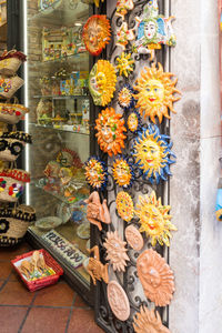 Close-up of various flowers on display at store