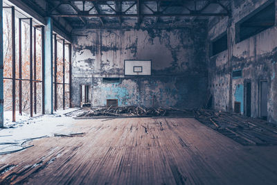 Interior of old abandoned built structure