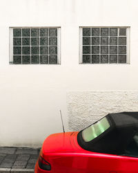 Close-up of red car window