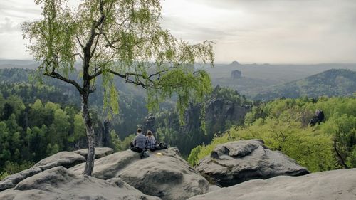 Scenic view of mountains against sky