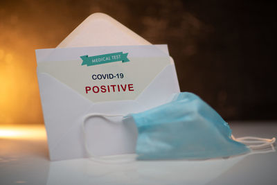Close-up of coffee cup on table