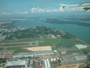 Aerial view of city at waterfront