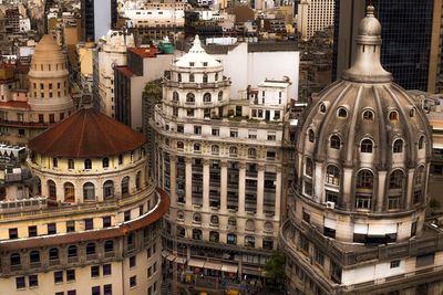 High angle view of city buildings