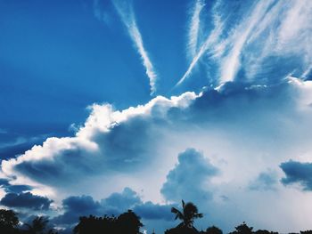 Low angle view of clouds in blue sky