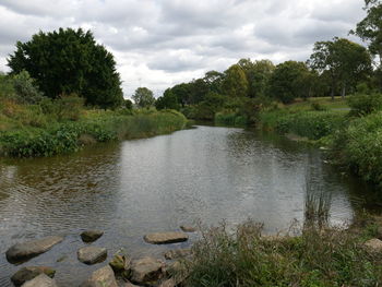 Scenic view of lake against sky