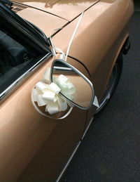 Close-up of car on table