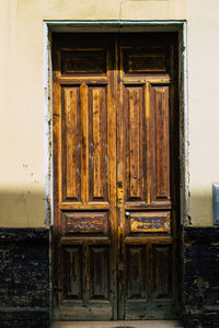 Closed door of old building