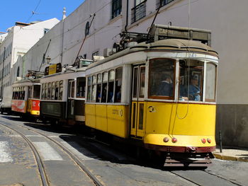 View of railroad tracks in city