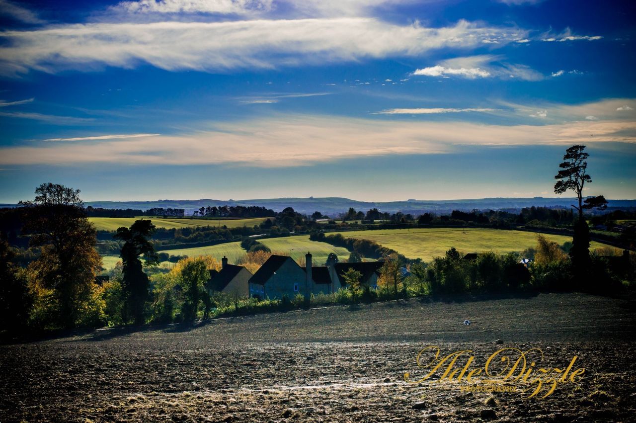 VIEW OF FIELD AGAINST CLOUDY SKY