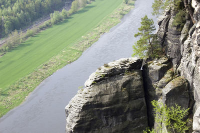 View of rock formation on land