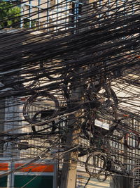 High angle view of bicycle by building