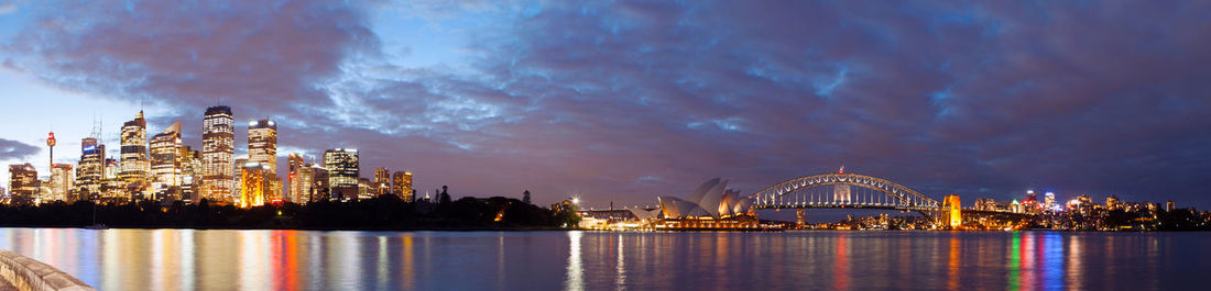 Illuminated city at night