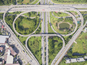 High angle view of elevated road in city