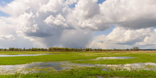 Scenic view of land against sky