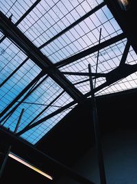 Low angle view of skylight in railroad station