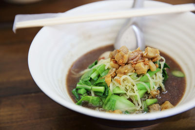 Close-up of meal served in bowl