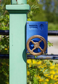 Close-up of metallic railing