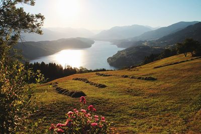 Scenic view of mountains against sky