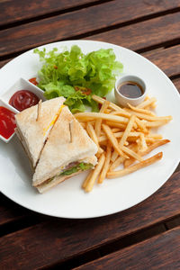 Close-up of food in plate on table