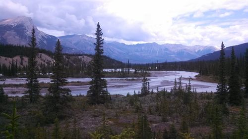 Scenic view of snowcapped mountains