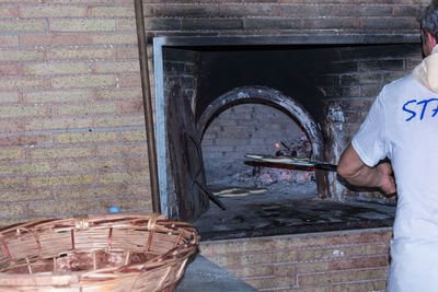 Man working in basket