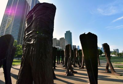 Panoramic view of buildings in city against sky