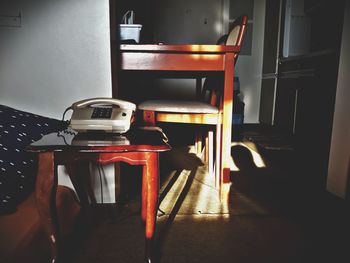 Close-up of chair at home