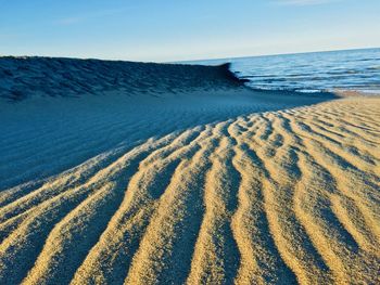 Scenic view of beach against clear sky