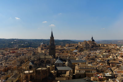 High angle view of townscape against sky