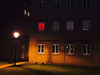 Illuminated building at night
