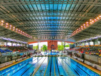 Interior of swimming stadium