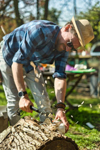 Man working on wood