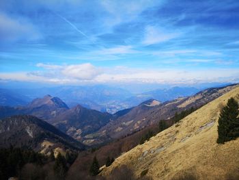 Scenic view of mountains against sky