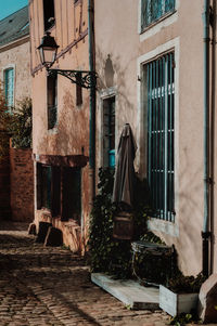 Clothes drying on old building