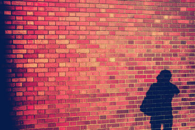 Woman shadow on brick wall