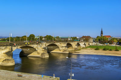 The augustus bridge is the oldest bridge in the city of dresden, in the state saxony in germany