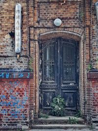 Closed door of old building