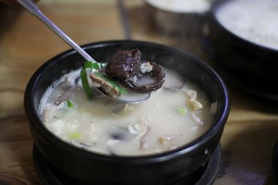 Close-up of soup in bowl