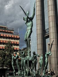 Low angle view of statue in city