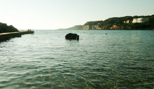 Scenic view of sea against clear sky